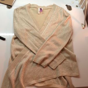 Aqua sparkly light gold girls dressy sweater